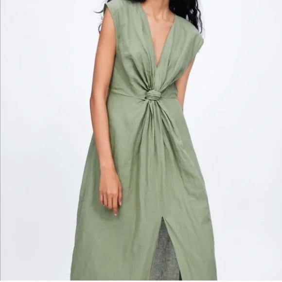 tan linen maxi dress Deesee Linen Maxi Dress main image 1